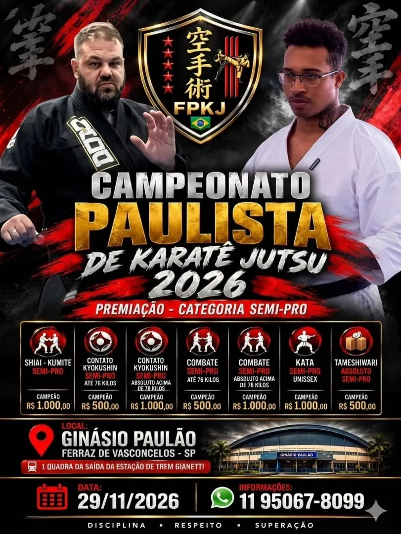Cartaz do Campeonato Paulista de Karatê Jutsu 2026